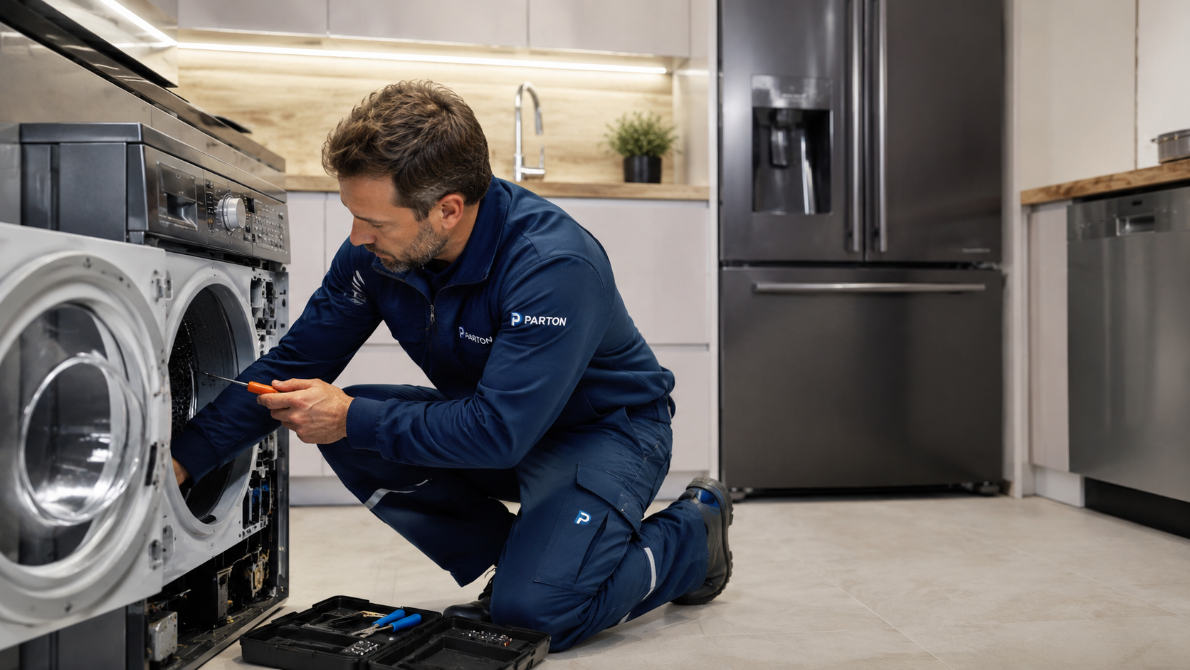 Techniker Repariert Waschmaschine